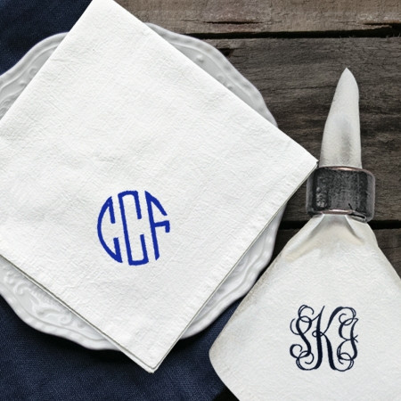 Embroidered Cotton Napkins - Monogrammed