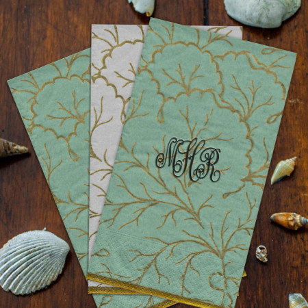 Aqua Sanibel Guest Towels Monogram