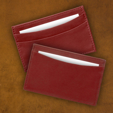 Leather Business Card Holder - Red