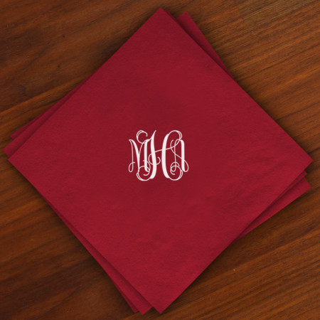 Caspari® Cranberry Dinner Napkins with Monogram