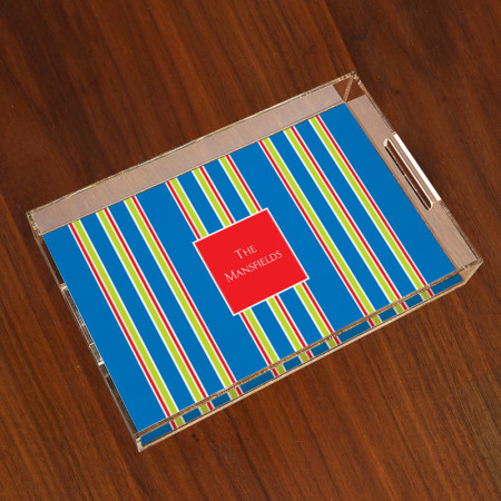 Merrimade Large Serving Tray - Navy Bold Stripe