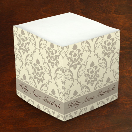 Merrimade Self Stick Memo Cubes - Taupe Damask