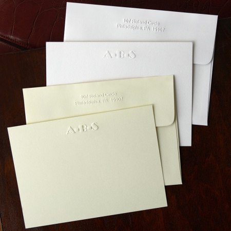 Designer Embossed Correspondence Cards - with Monogram