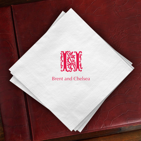 Ornate Initial Beverage Napkins