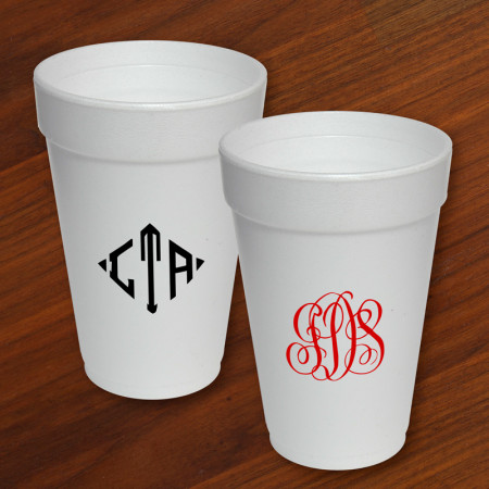 Designer Foam Cups - with Monogram