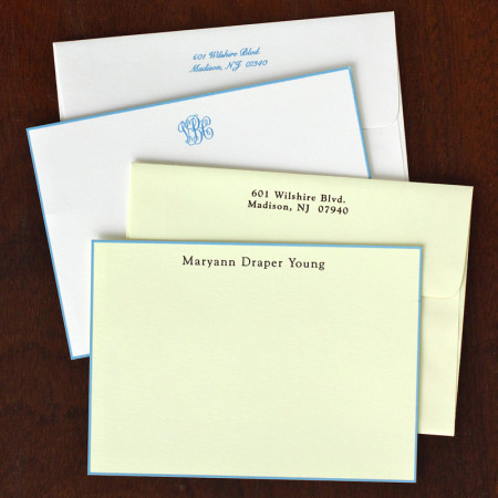 French Blue Bordered Correspondence Cards