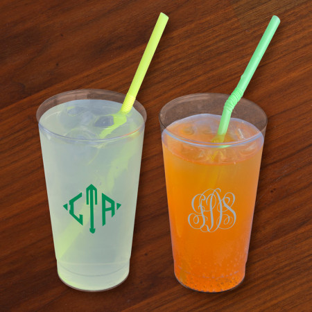Designer 16 oz. Clear Tumblers - with Monogram