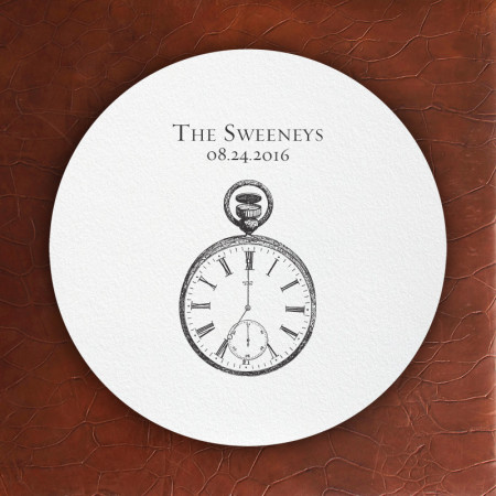 Prentiss Letterpress Coasters- Clock Design