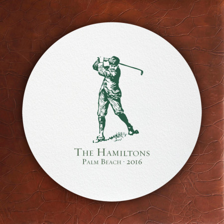 Prentiss Letterpress Coasters- Golfer Design