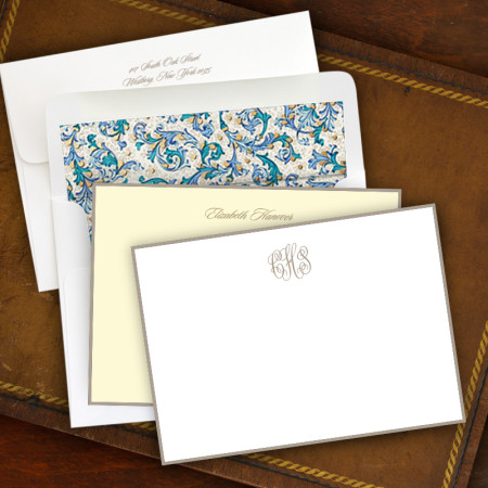 Taupe Hand Bordered Correspondence Cards