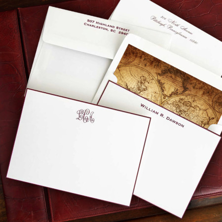 Worldly Wine Hand Bordered Correspondence Cards