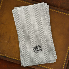 Caspari® Charcoal Herringbone Guest Towels with Monogram
