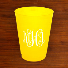 Colorful Designer Party Tumblers with Monogram - Yellow