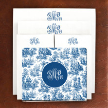 Designer Acrylic Holder & Memo Pad Set - 09-Navy Toile