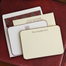 Wine Rounded Hand Bordered Correspondence Cards