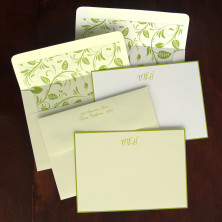 Apple Green Hand Bordered Correspondence Cards