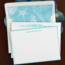 Aqua Hand Bordered Correspondence Cards