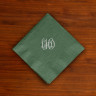 Designer Foil Cocktail Napkins - with Monogram - Hunter Green