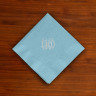 Designer Foil Cocktail Napkins - with Monogram - Light Blue