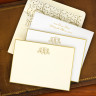 Gold Hand Bordered Correspondence Cards - with Monogram