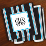 Merrimade Designer Paper Coasters w/Holder - with Monogram - Black Bold Stripe