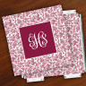 Merrimade Designer Paper Coasters w/Holder - with Monogram - Wine Floral