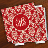 Merrimade Designer Paper Coasters w/Holder - with Monogram - Wine Damask