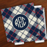 Merrimade Designer Paper Coasters w/Holder - with Monogram - Plaid