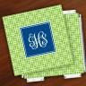 Merrimade Designer Paper Coasters w/Holder - with Monogram - Lime Keystone
