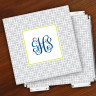 Merrimade Designer Paper Coasters w/Holder - with Monogram - Silver Keystone