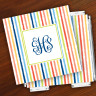 Merrimade Designer Paper Coasters w/Holder - with Monogram - Beach Stripes
