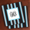 Merrimade Designer Paper Coasters - with Monogram - Black Bold Stripe