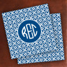 Merrimade Designer Paper Coasters - with Monogram - Navy Circles