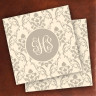 Merrimade Designer Paper Coasters - with Monogram - Taupe Damask