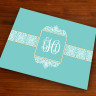 Merrimade Designer Paper Placemats - with Monogram - Aqua Damask