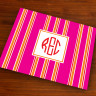 Merrimade Designer Paper Placemats - with Monogram - Pink Bold Stripe