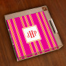 Merrimade Small Serving Tray - with Monogram - Pink Bold Stripe
