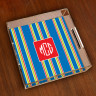Merrimade Small Serving Tray - with Monogram - Navy Bold Stripe