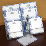 Navy Toile Memo Pad Set & Acrylic Holder - with Monogram